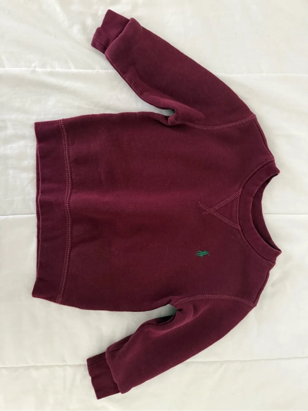 Ralph Lauren Kids Burgundy Crewneck Sweatshirt with Green Pony